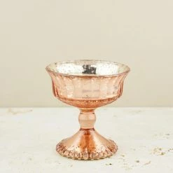 Richland Mercury Glass Compote Rose Gold 4.5in
