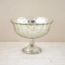 Richland Silver Mercury Glass Compote 7x5.25in
