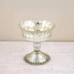 Richland Silver Mercury Glass Compote 4.75in Anniversary