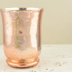 Richland Blush Rose Gold Mercury Glass Vase & Candleholder 6in