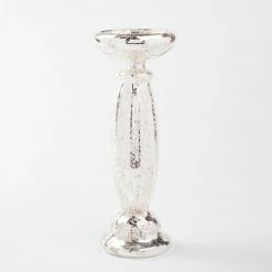 Richland Eastland Unique Mercury Glass Pillar Candle Holder 11.25"