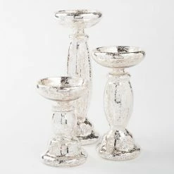 Richland Eastland Unique Mercury Glass Pillar Candle Holder Set Of 3 Shop By Event