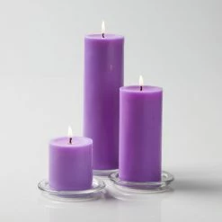Richland Pillar Candles 3"x3", 3"x6" & 3"x9" Lavender Set Of 18
