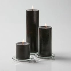 Richland Pillar Candles 3"x3", 3"x6" & 3"x9" Black Set Of 18