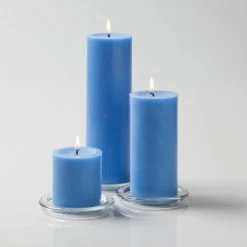 Shop By Event Richland Pillar Candles 3"x3", 3"x6" & 3"x9" Light Blue Set Of 3