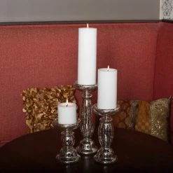 Richland Eastland Unique Mercury Glass Pillar Candle Holder Set Of 3 Shop By Event