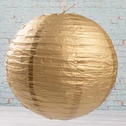 Richland Round Chinese Paper Lanterns 12" Gold Reception