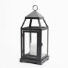 Richland Black Contemporary Metal Lantern With Clear Glasses - Small
