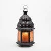 Richland Hanging Moroccan Metal Lantern With Orange Embossed Glass Reception