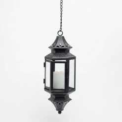 Richland Hanging Decorative Metal Lantern Reception