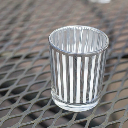 Richland Silver Stripe Glass Holder - Small Set Of 12 2 Richland Silver Stripe Glass Holder - Small Set Of 12