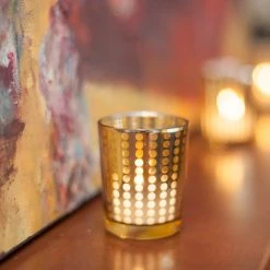 Shop By Event Richland Gold Dotted Glass Holder – Small Set Of 72