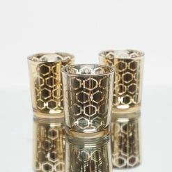 Richland Gold Hexagonal Glass Holder – Small Set Of 12