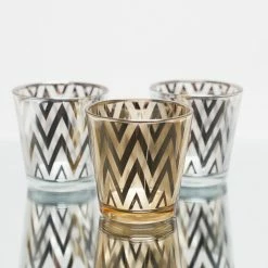 Richland Silver Chevron Glass Holder - Medium Set Of 6 5 Richland Silver Chevron Glass Holder - Medium Set Of 6