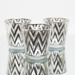 Richland Silver Chevron Glass Holder - Medium Set Of 6