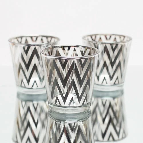 Richland Silver Chevron Glass Holder - Medium Set Of 6 1 Richland Silver Chevron Glass Holder - Medium Set Of 6
