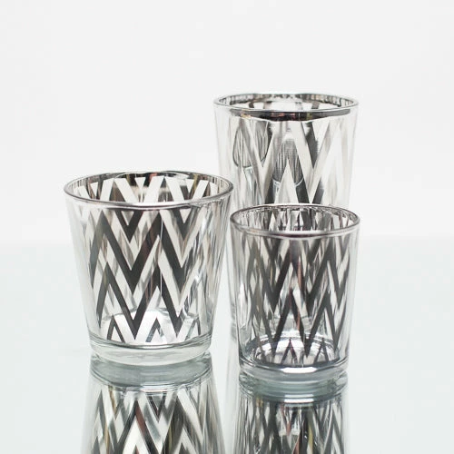 Richland Silver Chevron Glass Holder - Medium Set Of 6 2 Richland Silver Chevron Glass Holder - Medium Set Of 6