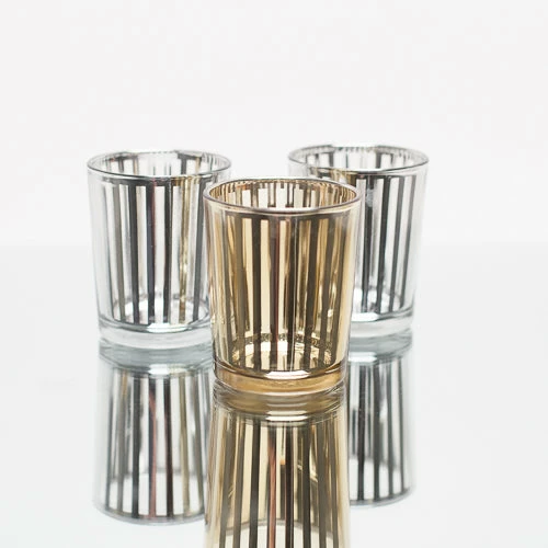 Richland Silver Stripe Glass Holder - Small Set Of 12 4 Richland Silver Stripe Glass Holder - Small Set Of 12