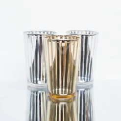Richland Silver Stripe Glass Holder - Large Set Of 6