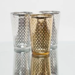 Shop By Event Richland Silver Lattice Glass Holder - Large Set Of 6