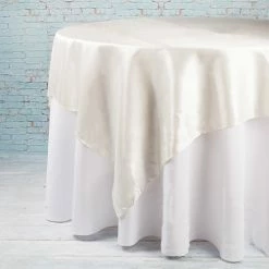 Fall Richland 72"x72" Ivory Satin Table Overlay Set Of 10