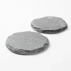 Candle Holders Richland Round Natural Slate Coaster 4" Set Of 4