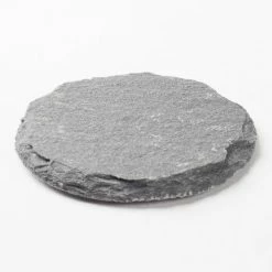 Richland Round Natural Slate Coaster 4" Set Of 12 Candle Holders