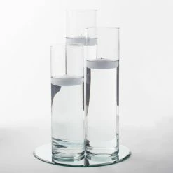 Eastland 12" Mirror And Tall Cylinder Vase Centerpiece With Richland Floating Candles Set Of 48 Centerpieces