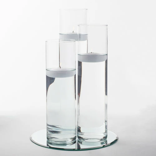 Eastland 12" Mirror And Tall Cylinder Vase Centerpiece With Richland Floating Candles Set Of 48 Centerpieces 1 Eastland 12" Mirror And Tall Cylinder Vase Centerpiece With Richland Floating Candles Set Of 48 Centerpieces