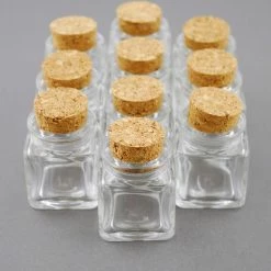 Richland Mini Glass Bottle Square With Cork 1.4oz (Pack Of 24) Weddings