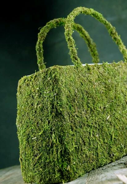 Richland Natural Preserved Moss Covered Purse Planter 12in 1 Richland Natural Preserved Moss Covered Purse Planter 12in