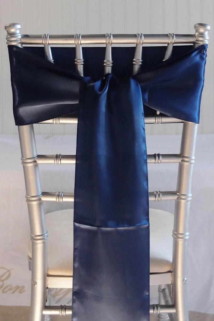 Richland Tablescape 10 Navy Blue Satin Chair Sashes 6x106 1 Richland Tablescape 10 Navy Blue Satin Chair Sashes 6x106