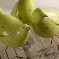 Richland Shop By Event 3 Chartreuse Green Nellie Birds Crackle Glazed