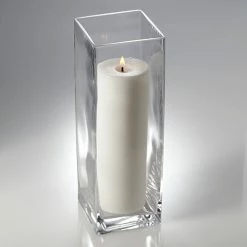 Richland Pillar Candle 9" & Eastland Square Holder 12" Set Of 12