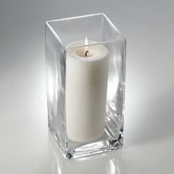 Richland Pillar Candle 6" & Eastland Square Holder 8" Set Of 12