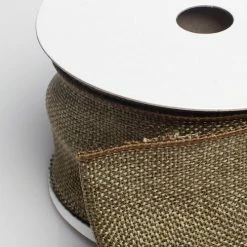 Shop By Event Richland Burlap Ribbon With Wire Olive 2.5" X 10 Yards