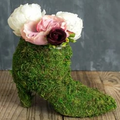 Richland Moss Covered Ladies Boot 7" Topiary Planter