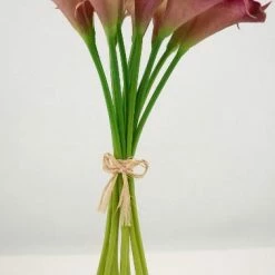 Richland Natural Touch Hand-Tied Calla Lily Wedding Bouquet Dark Fuchsia 12 Flowers