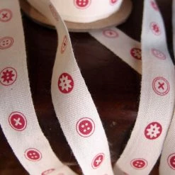 Richland Red Button Cotton Ribbon 5/8in X 10yd Red & Ivory Shop By Event