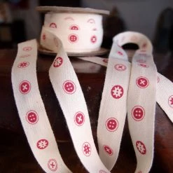 Richland Red Button Cotton Ribbon 5/8in X 10yd Red & Ivory Shop By Event