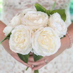Richland Cream White Silk Rose Bouquet