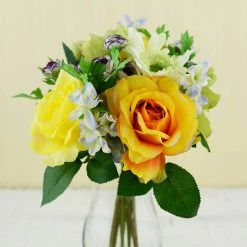 Richland Rose & Gerbera Daisy Bouquet Yellow & Orange 12in