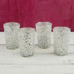 Richland Sequin Votive Holders Silver 4in (Pack Of 4) Shop By Event