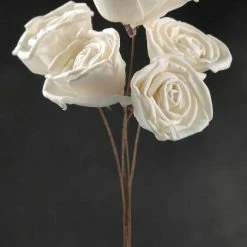 Richland White Sola Roses Wired Stems 5 Flowers