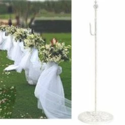 Richland Shepherds Hook - White Free Standing Wrought Iron 30in