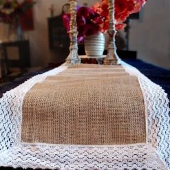 Richland Table Runner Burlap Jute & Lace 14x108in