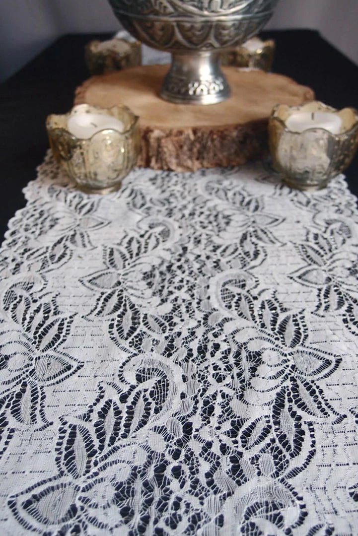 Richland White Lace Table Runner 12" X 108" English Lace Design Weddings 1 Richland White Lace Table Runner 12" X 108" English Lace Design Weddings