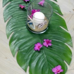Richland Weddings Monstera Leaf Tropical Table Runner 30"