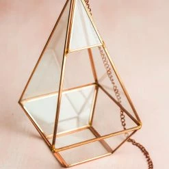 Richland Copper Hanging 9" Hexagonal Based Glass & Metal Terrarium
