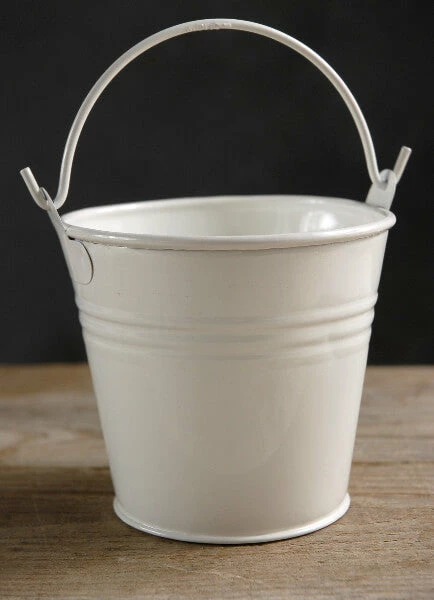 Save-On-Crafts Tiny 4" White Metal Buckets 1 Save-On-Crafts Tiny 4" White Metal Buckets
